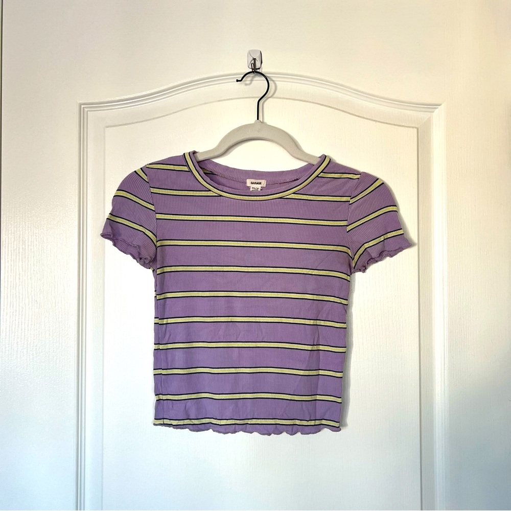 ✰ GARAGE ✰ Purple & Yellow Striped Ribbed Shirt